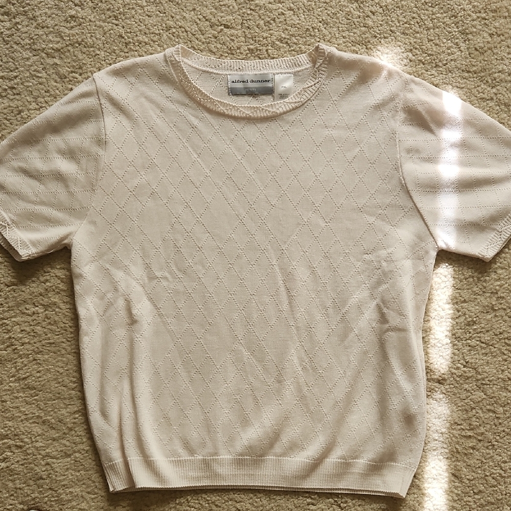 Alfred Dunner Cream Crew Neck Sweater